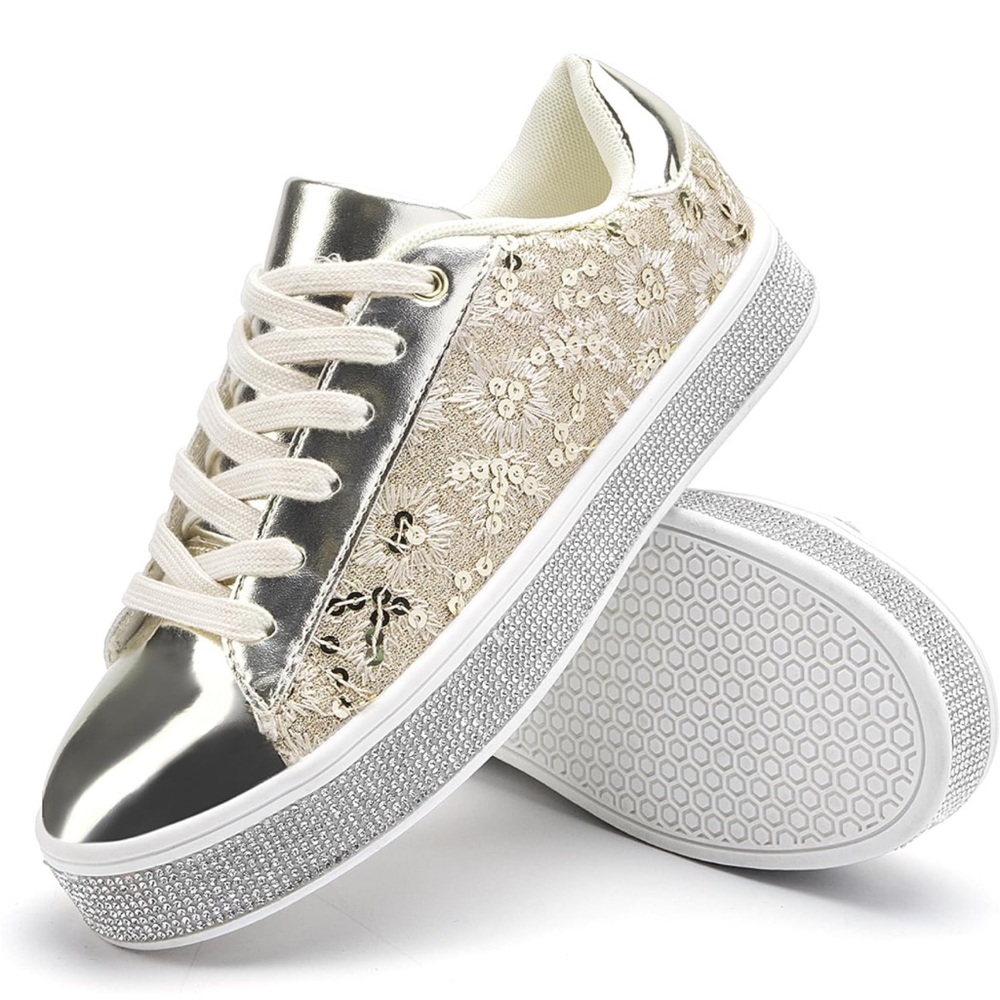 UUBARIS Women's Glitter Tennis Sneakers